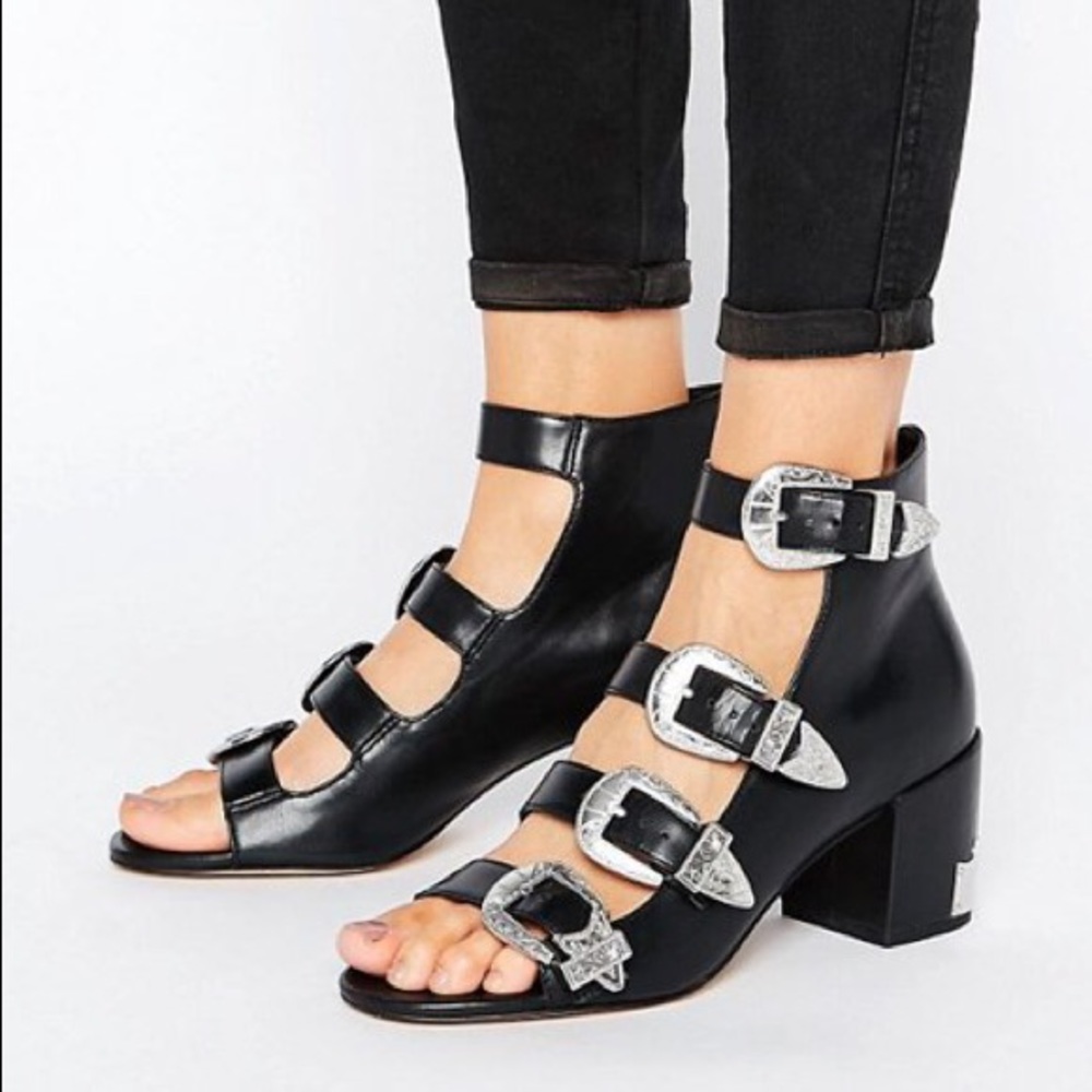 ASOS black buckle mid heel. Size 7